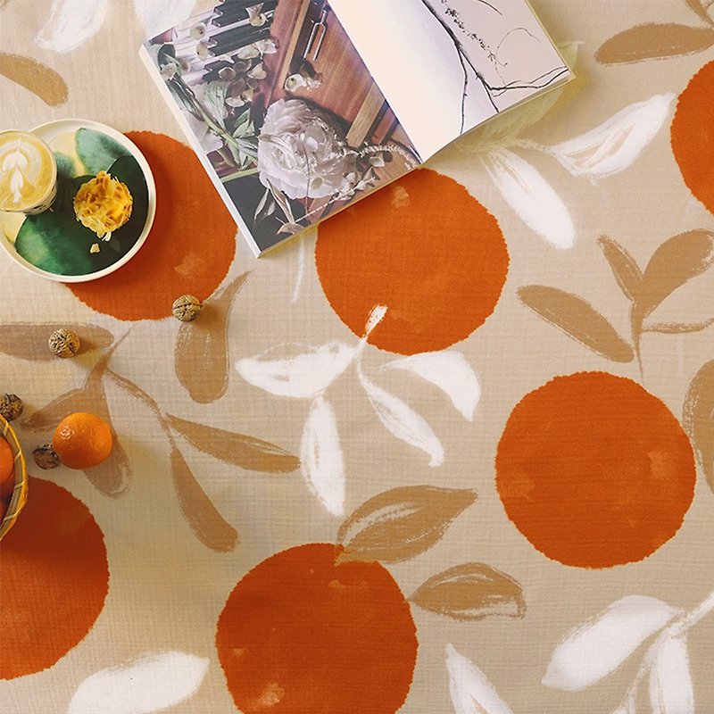 Rectangular tablecloth round corner tablecloth Nordic ins TV cabinet square round table thinking orange new year tablecloth - ผ้ารองโต๊ะ/ของตกแต่ง - เส้นใยสังเคราะห์ สีส้ม