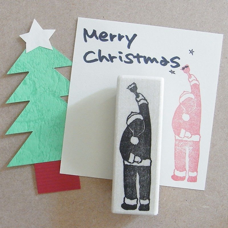 Christmas hand made rubber stamp Santa Claus writing something
