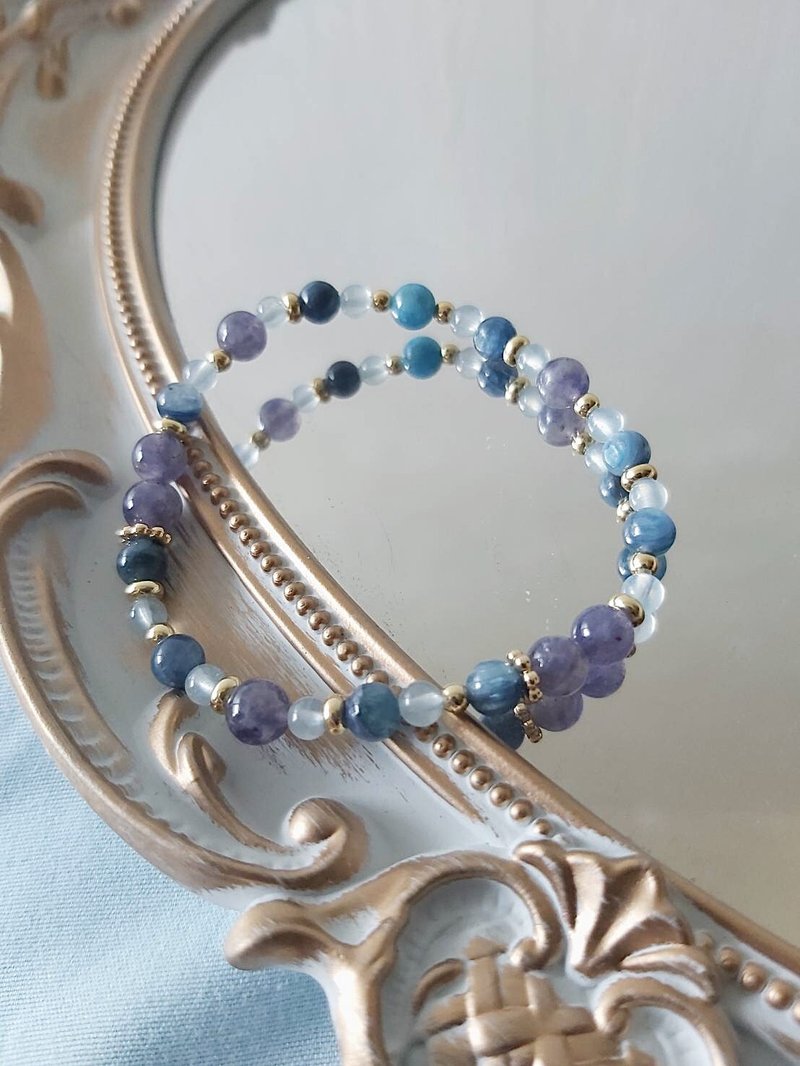 Heart- Stone Blue Apatite Aquamarine Crystal - Bracelets - Crystal Blue