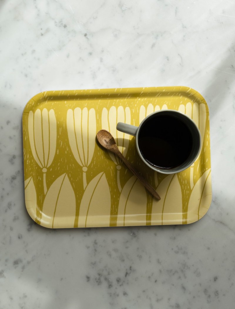 Nordic Design Square Tray - KROKUS SMALL TRAY, YELLOW (27 X 20 cm) - Serving Trays & Cutting Boards - Wood Yellow