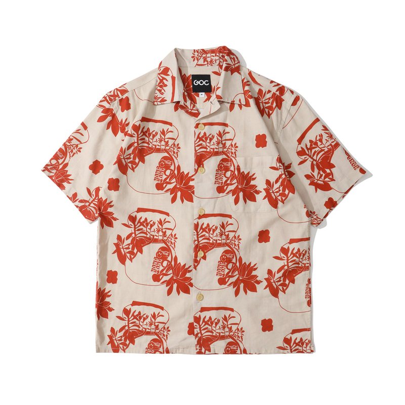 GOC Studio balcony teapot print shirt - Men's Shirts - Cotton & Hemp Multicolor