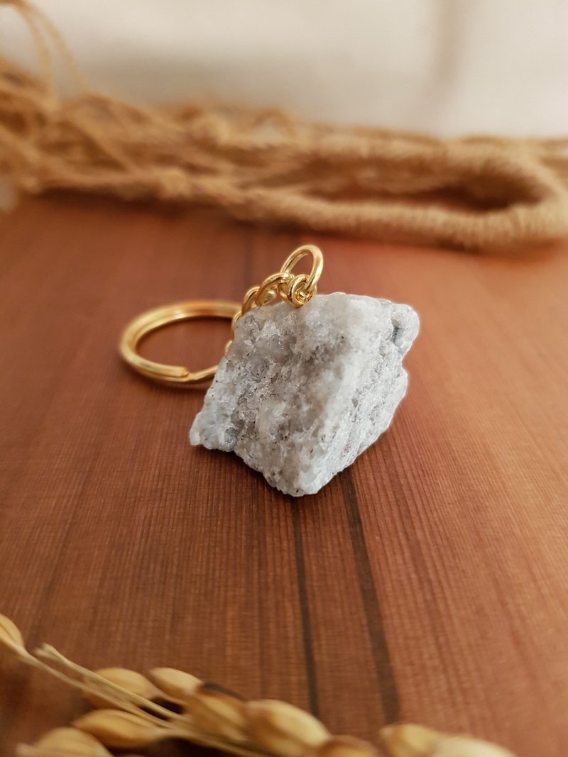 Stone Sui-Equinox White Marble Keyring Keychain Charm Pendant - ที่ห้อยกุญแจ - หิน ขาว