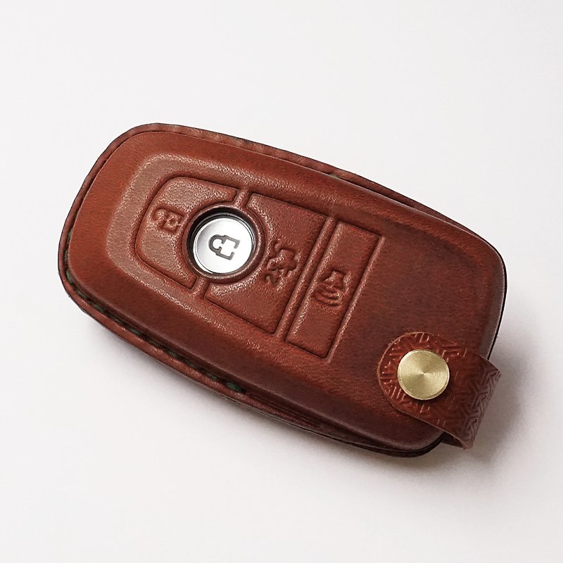 Leather Key-Fob-FIT-FOR-KEY-CASE-COVER-FITS-FORD All NEW FOCUS Eco Boost ST-Line - ที่ห้อยกุญแจ - หนังแท้ 