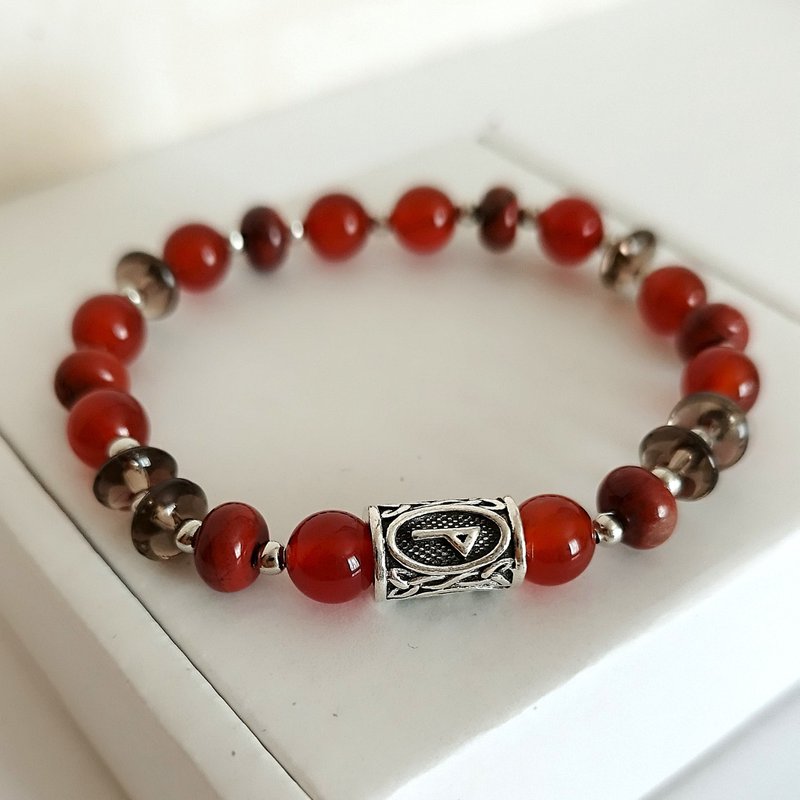 Jewelry Bracelet Smoky Quartz Obsidian Jasper Runic Amulet - 手鍊/手環 - 半寶石 多色