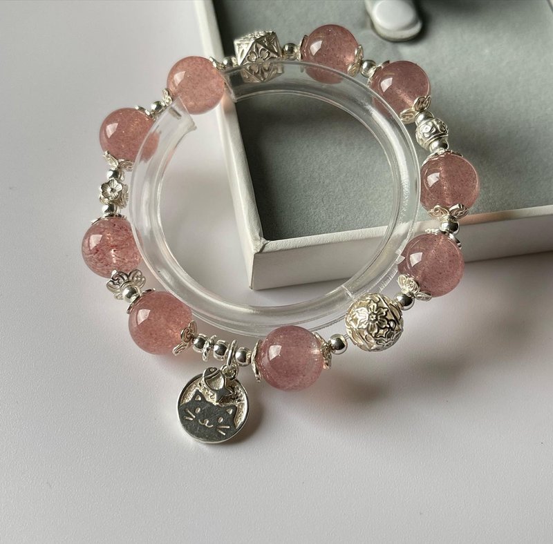 Strawberry crystals. Sterling silver. Original bracelet. - Bracelets - Crystal 