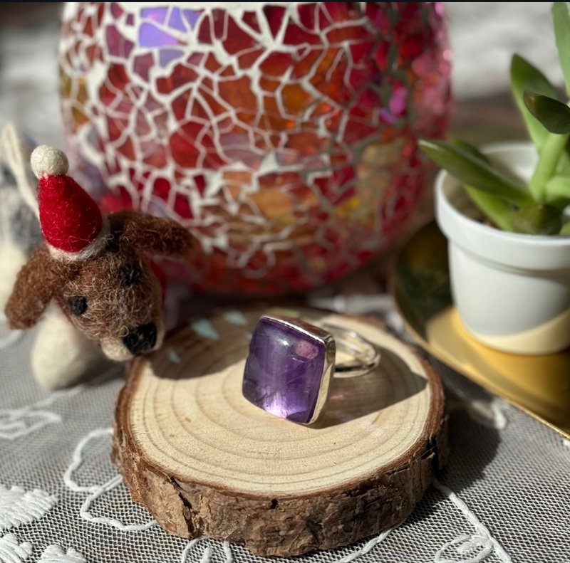 India | Ethnic Raw Stone Ring Collection - Amethyst - แหวนทั่วไป - โลหะ สีม่วง