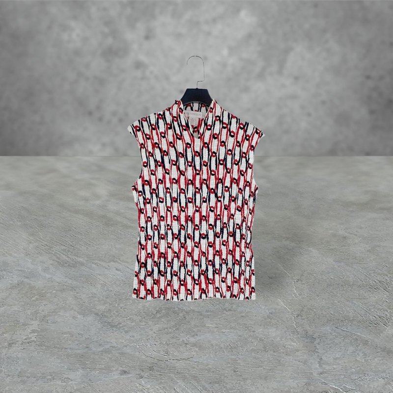 Used Black, White and Red Pleated Elastic Vest OPD412 - Women's Vests - Polyester Red