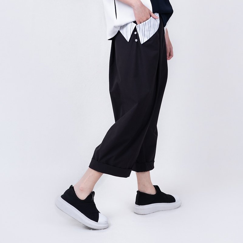 Slightly low-end three-dimensional airy classic pants - functional black - กางเกงขายาว - เส้นใยสังเคราะห์ สีดำ