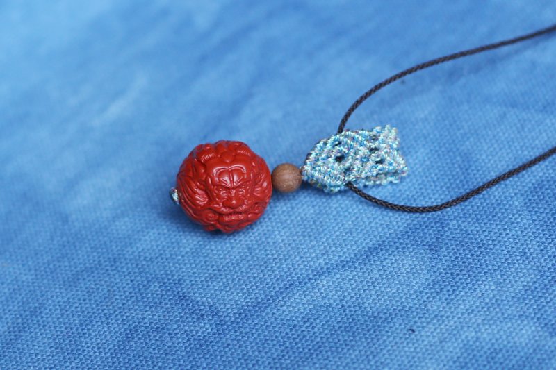 Chun Qiu Original | Dragon Bead | High-Content Water-Milled Sand | Entirely Hand-Braided Cord | Pendant Necklace - สร้อยคอ - เครื่องประดับพลอย สีแดง