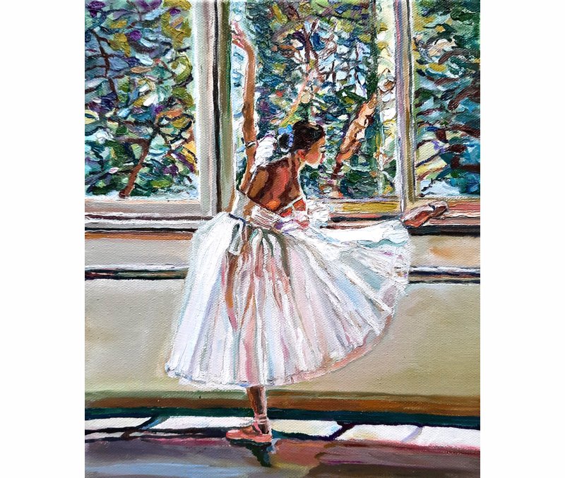 油畫原作 Ballerina Painting Original Art 油畫 Oil Painting Oil On Canvas Wall Decor - Wall Décor - Other Materials Khaki