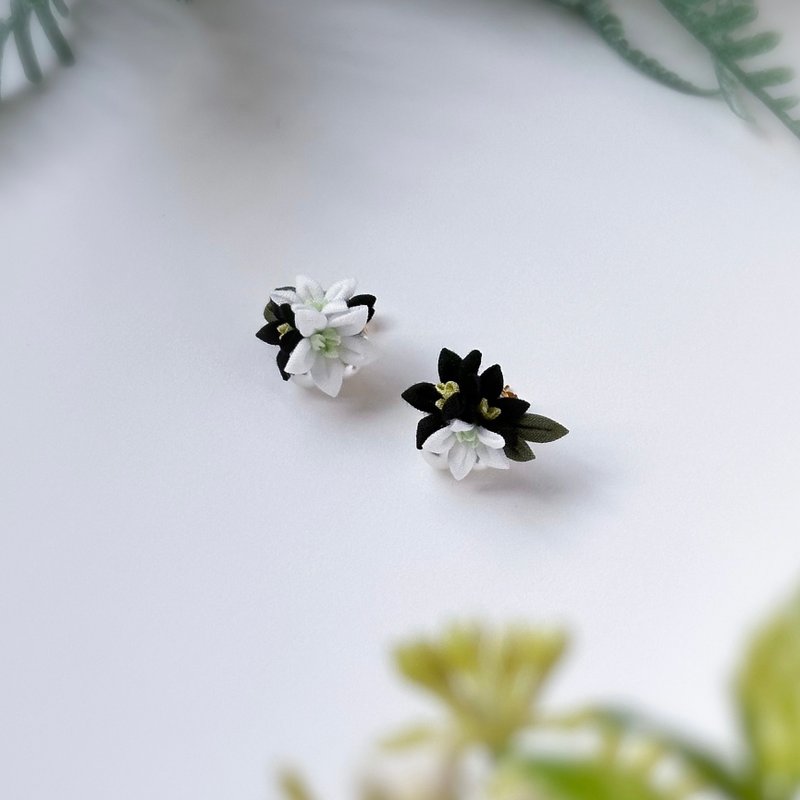 Black Lily White Lily - Earrings & Clip-ons - Cotton & Hemp 