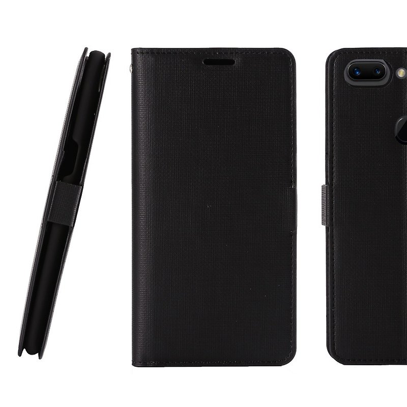 CASE SHOP OPPO R15 專用側掀式皮套-黑(4716779659818) - 手機殼/手機套 - 人造皮革 黑色
