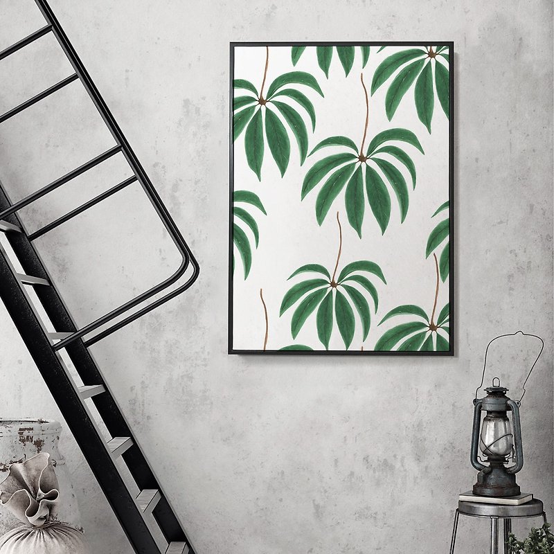 Continuous • tropical leaves -green, Wall Art, Home Decor, botanical Prints - โปสเตอร์ - ผ้าฝ้าย/ผ้าลินิน หลากหลายสี