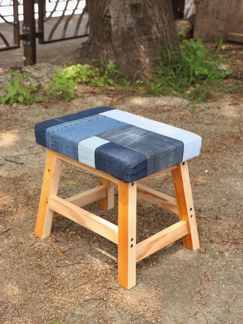 Denim Patchwork Chair - เก้าอี้โซฟา - ไม้ 