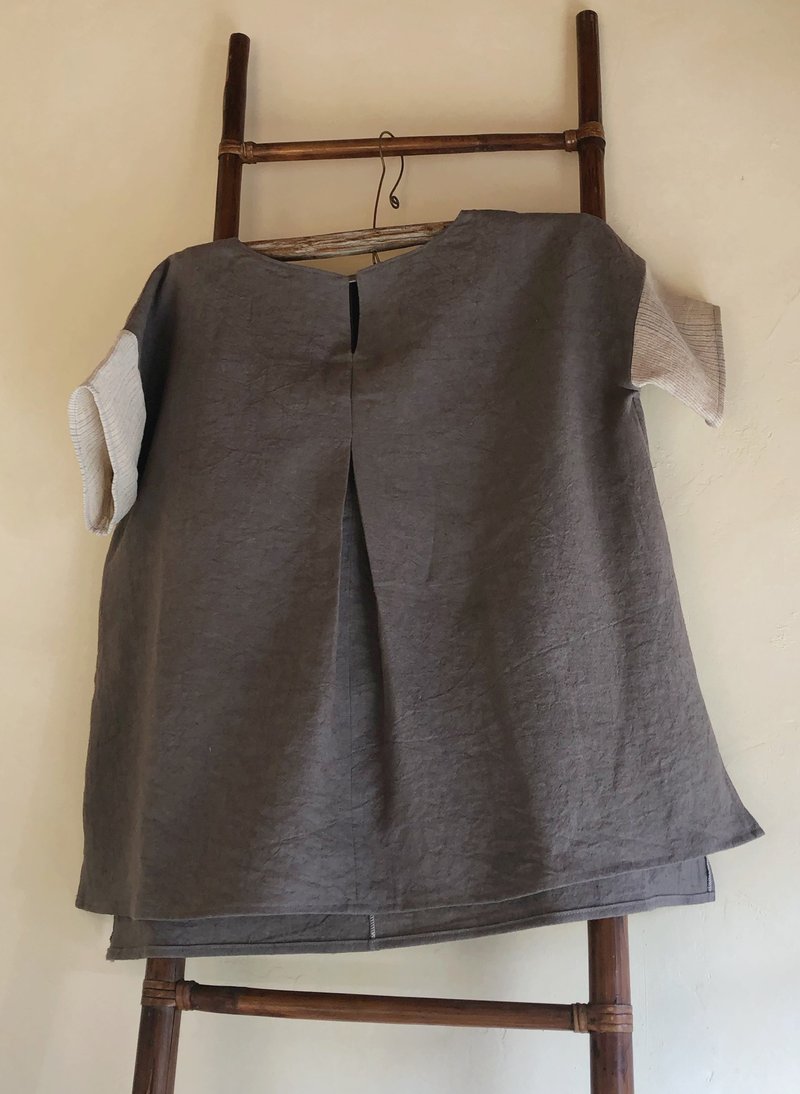 Hemp Kaftan Tunic HL-16 - เสื้อฮู้ด - ผ้าฝ้าย/ผ้าลินิน สีเทา