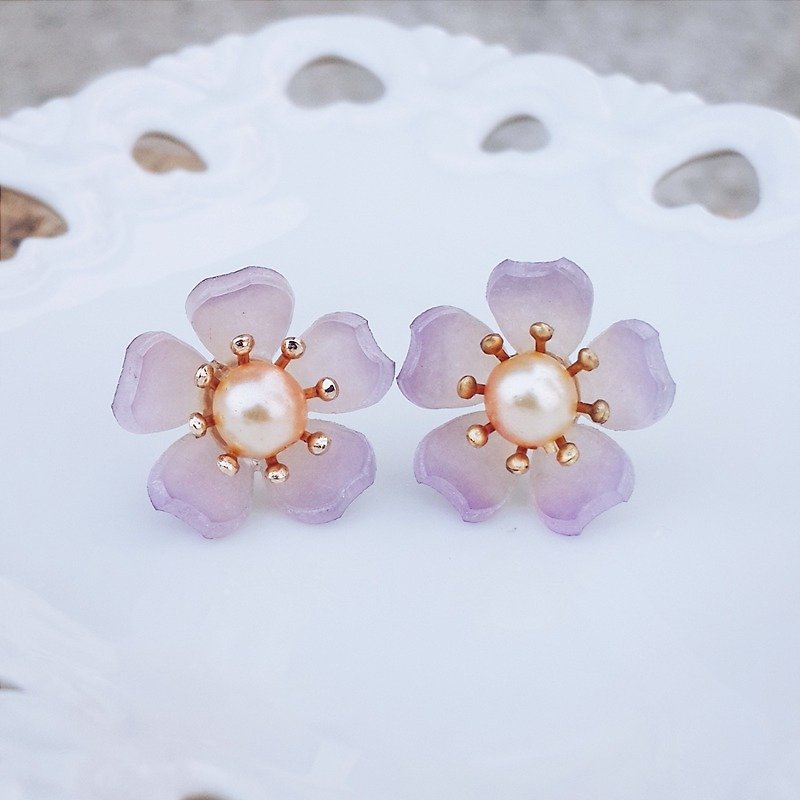 momolico dream cherry earrings Fei cold cherry purple 18mm clip-on can be changed - ต่างหู - วัสดุอื่นๆ สีม่วง