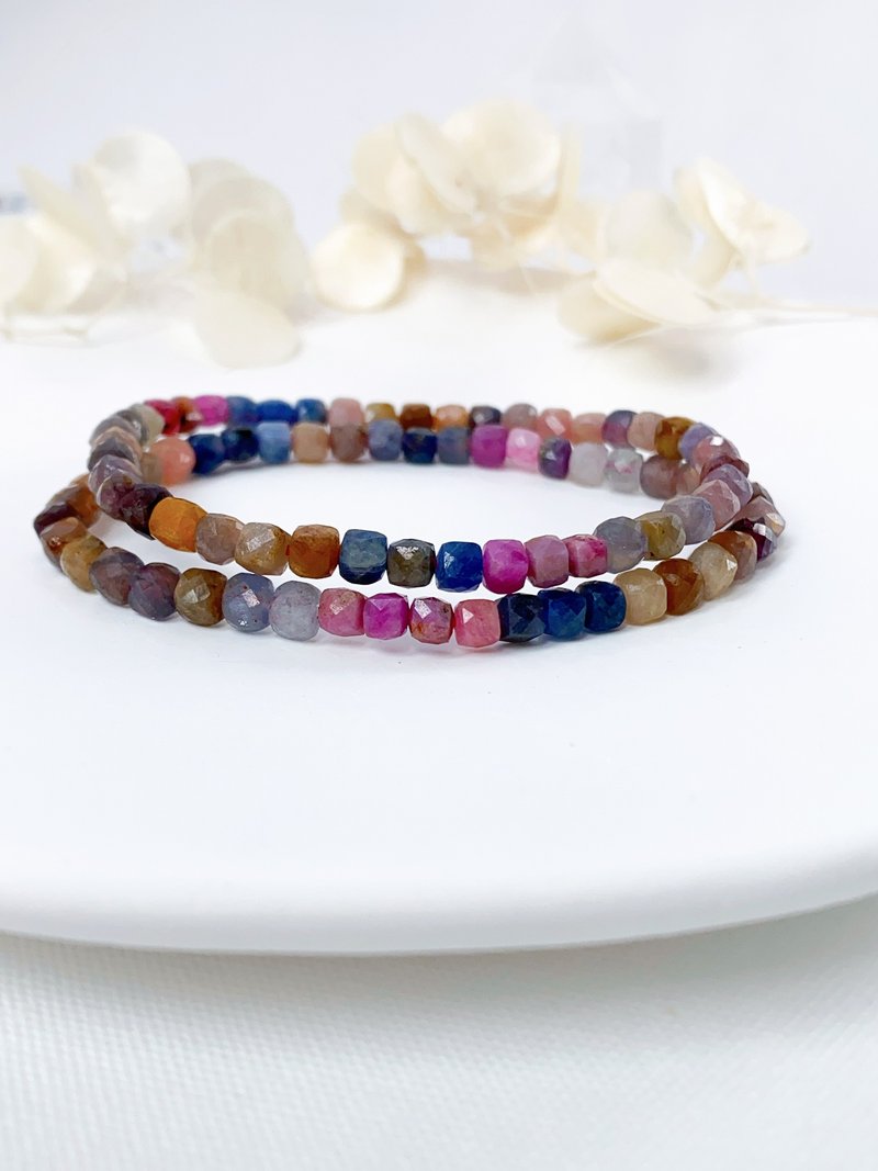 Rainbow Sapphire Faceted Bracelet||Sapphire/Rainbow Sapphire/Bracelet/Crystal - สร้อยข้อมือ - เครื่องเพชรพลอย หลากหลายสี