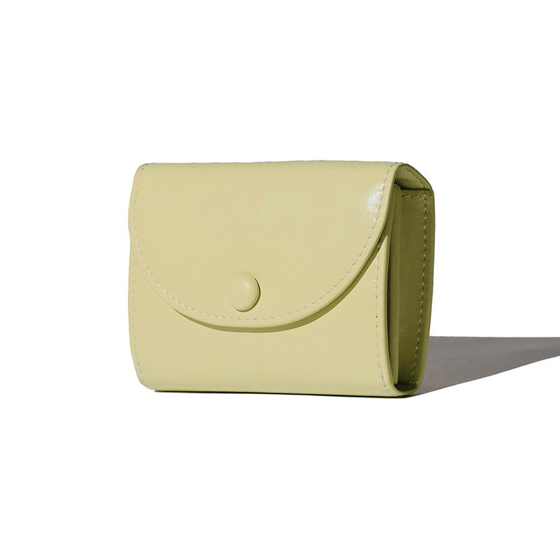 DOT TWO POCKET Coin & Card Wallets pale lemon - 錢包/皮夾/長短夾 - 真皮 黃色