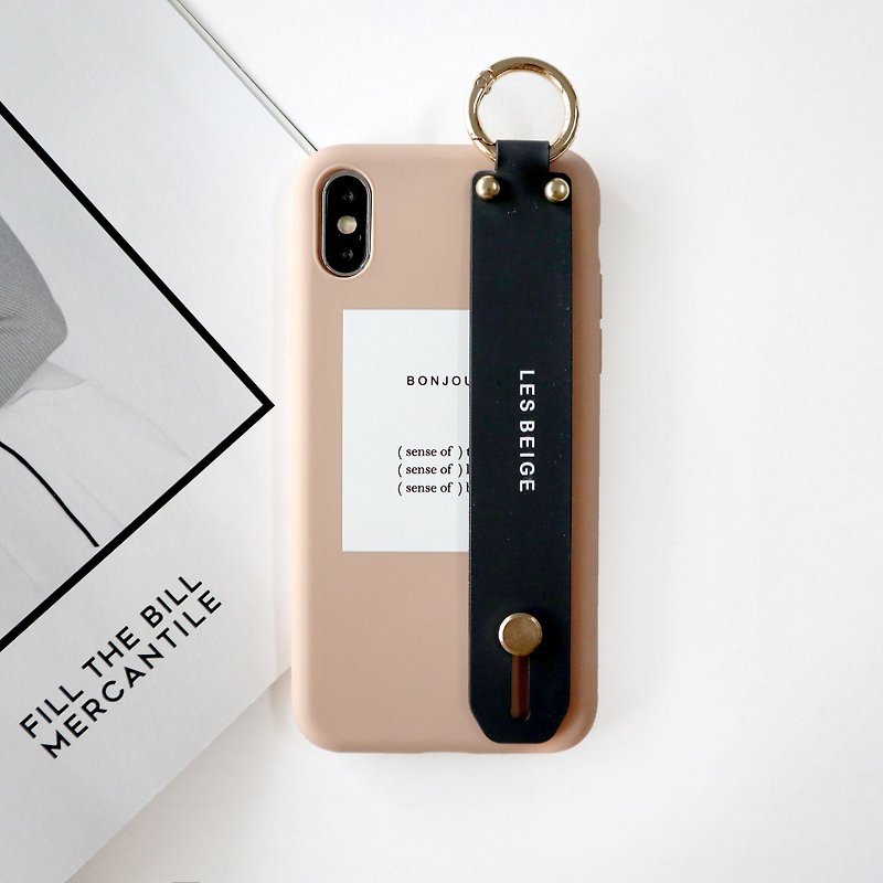 Khaki bonjour hand strap phone case - Phone Cases - Plastic Khaki