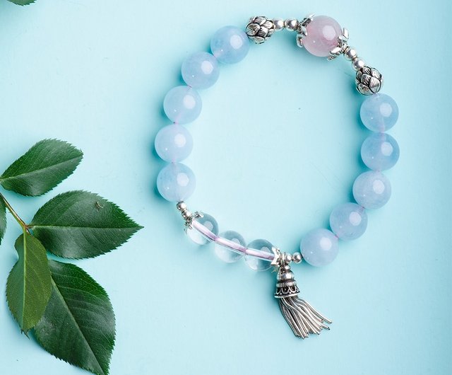 Silver 925 Heart Charm Magical Jewellery Multi Gemstone Soulmate Bracelet Love Crystal Bracelet Clear Quartz Aquamarine Rose Quartz