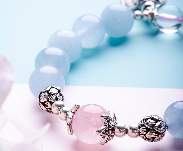 Silver 925 Heart Charm Magical Jewellery Multi Gemstone Soulmate Bracelet Love Crystal Bracelet Clear Quartz Aquamarine Rose Quartz