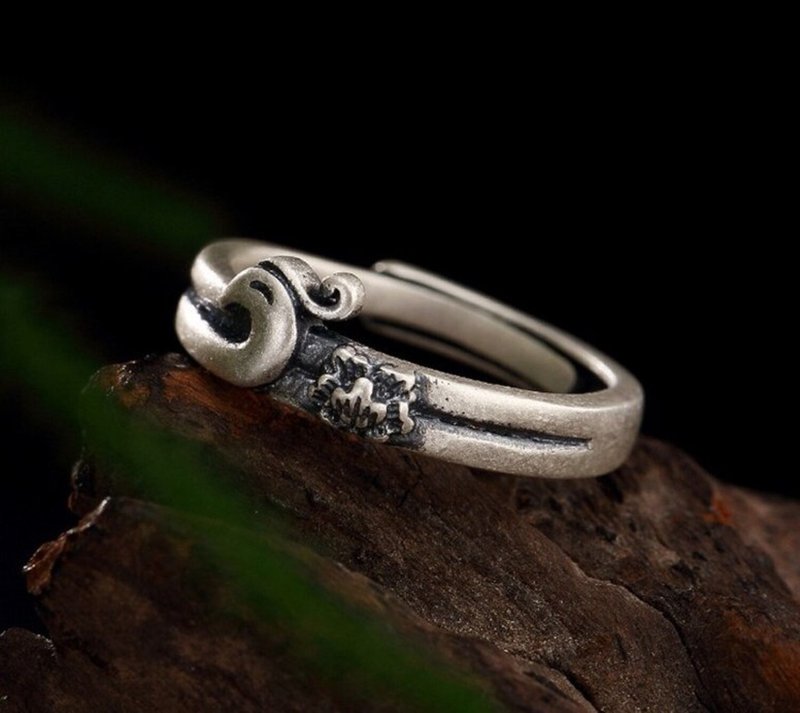 Real 990 Silver Fine Jewelry Handmade Engraved Peacock Ethnic Rings Women - 戒指 - 純銀 銀色