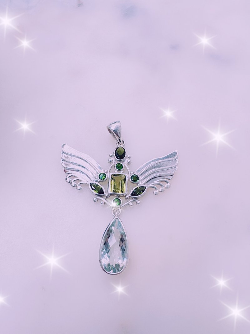 Green amethyst 大天使Raphael - 項鍊 - 銀 綠色
