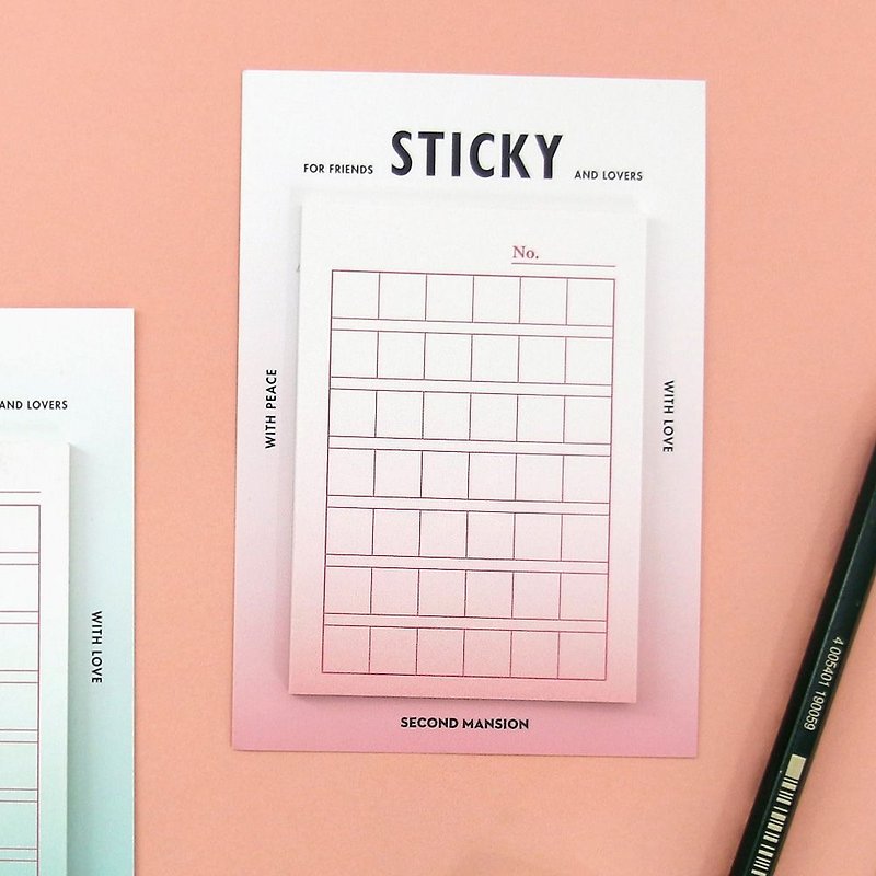 Second Mansion Workbook Gradient Checkered Postcode-01 Pink, PLD61655 - Sticky Notes & Notepads - Paper Pink