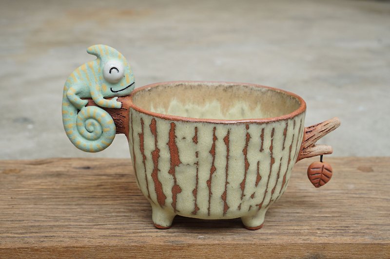 Branch plant pot for cactus , handmade ceramic , pottery