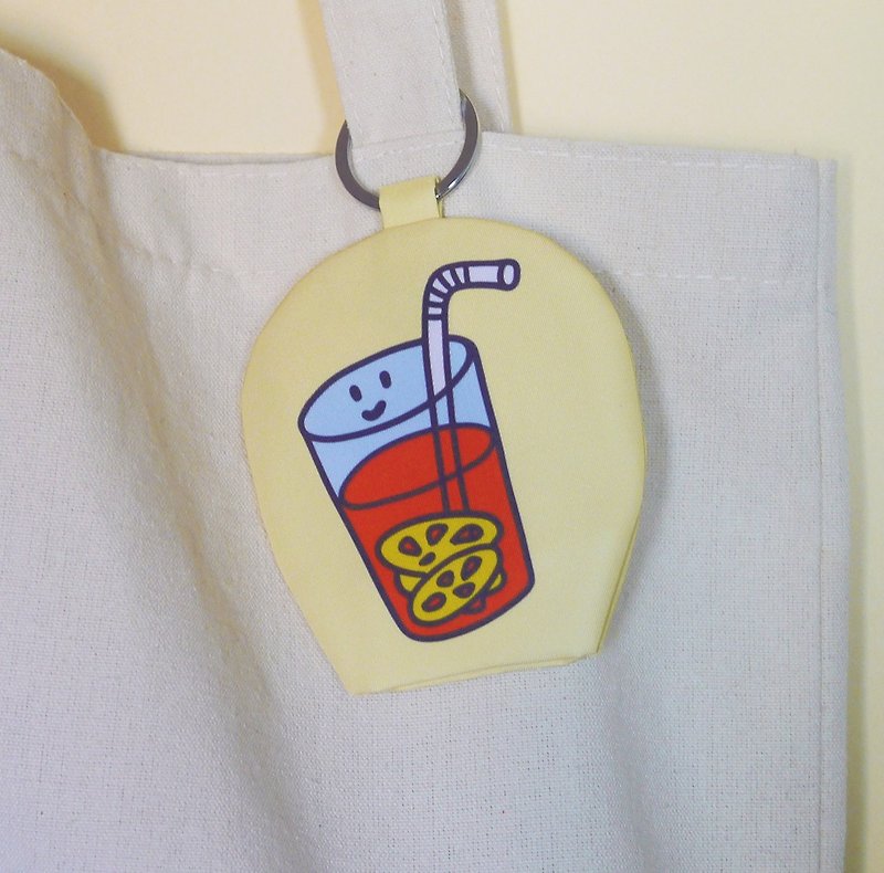 【Cha Chaan Teng Collection】-Keyring glasses cleaning cloth -(GH12) - Charms - Cotton & Hemp Yellow