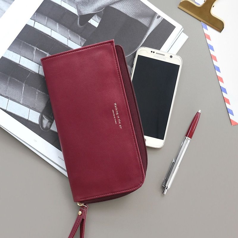 Mother's Day-Arcic-Walking Cloud Passport Set Hand Wrap Wallet - Burgundy, ICO87090 - Wallets - Genuine Leather Red