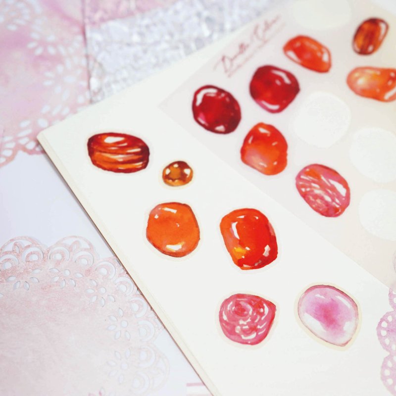 【My Stones (Red) 】 Washi Sticker Sheet - สติกเกอร์ - กระดาษ สีแดง