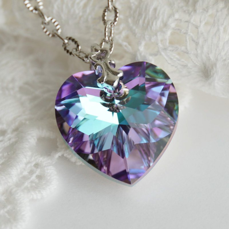 Vitrail heart crystal glass pendant necklace gothic loli kawaii - Necklaces - Crystal Multicolor