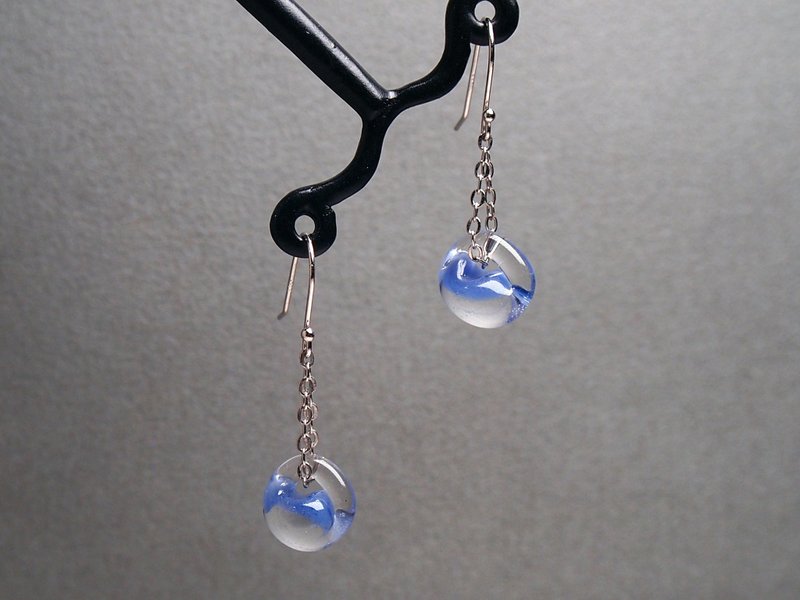 #GE480 Murano Glass Beads Earring - ต่างหู - แก้ว สีน้ำเงิน