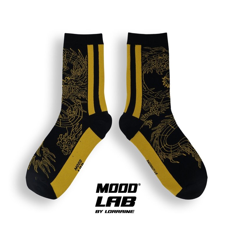 MOODLABBYLORRAINE | DRAGON Socks - ถุงเท้า - ผ้าฝ้าย/ผ้าลินิน สีดำ