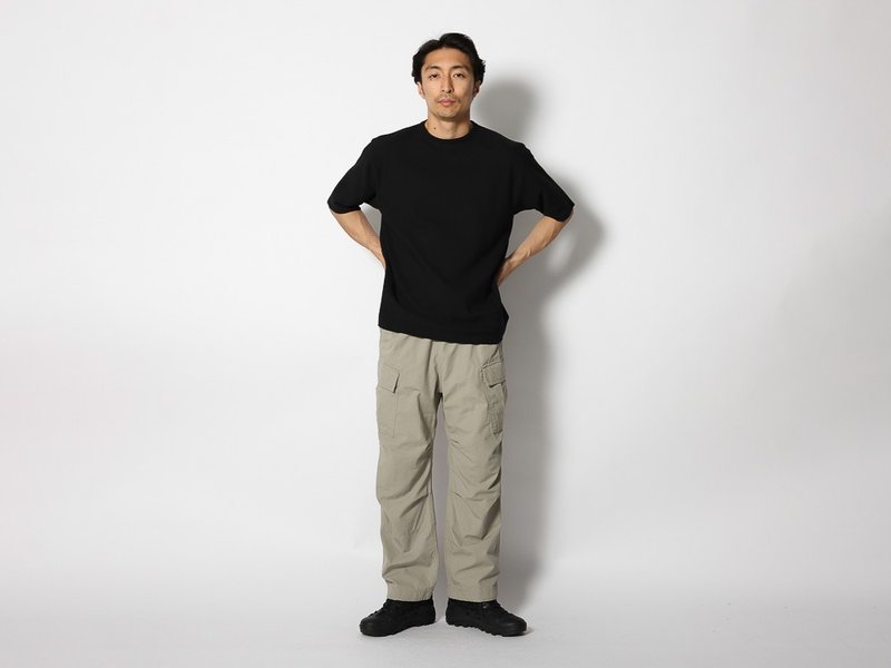 CO/PE/NY混紡圓領套衫 黑色 - 男 T 恤 - 其他材質 黑色