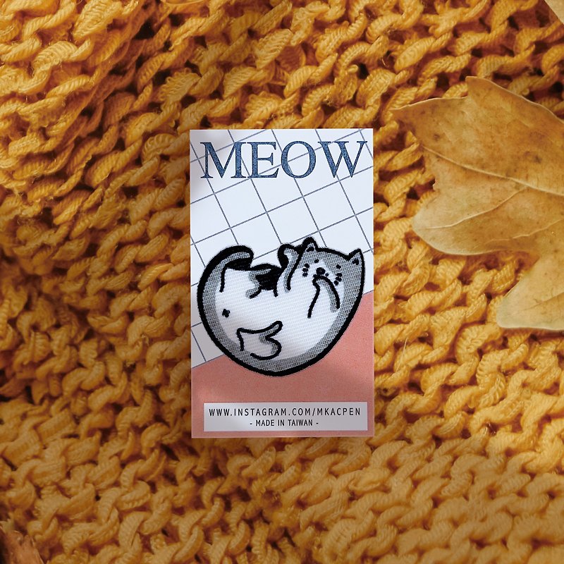 【燙片貼紙】Meow-小貓系列-熨燙貼/徽章/補丁-共16款 - 襟章/徽章 - 聚酯纖維 橘色