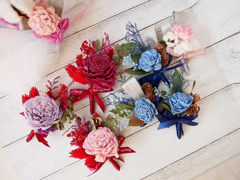 Dried flower corsage extremely dry immortal flower gift - ช่อดอกไม้แห้ง - พืช/ดอกไม้ สึชมพู