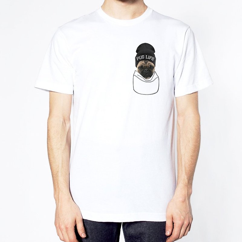 Pug Life #3 white t shirt - Men's T-Shirts & Tops - Cotton & Hemp White