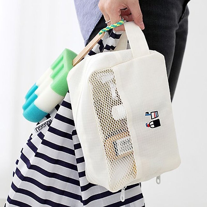 2NUL embroidery hand-held storage bag - pure white, TNL85014 - กระเป๋าคลัทช์ - พลาสติก ขาว