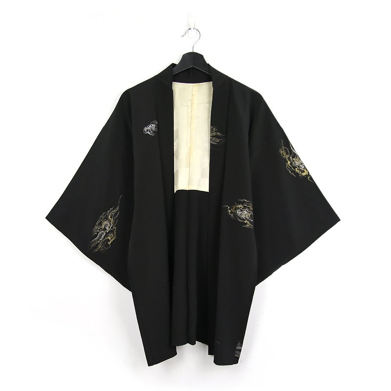 Back to Green-Japan brought back feather weaving glitter embroidery cloud/vintage kimono - Women's Casual & Functional Jackets - Silk 