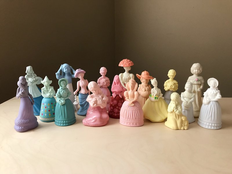 Early Avon Cologne Bottle / Pastel Ladies - Items for Display - Glass Multicolor