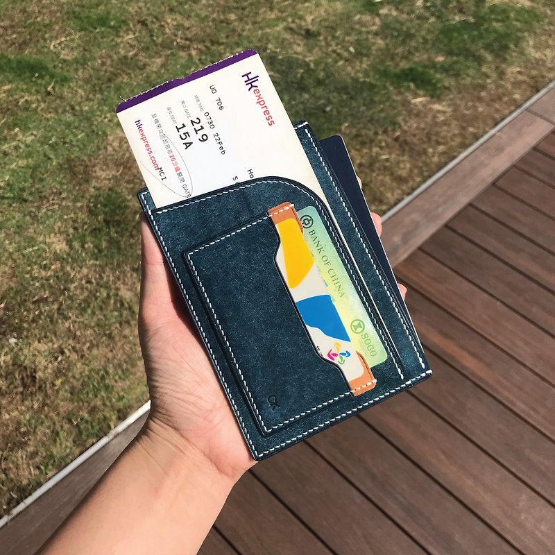 【Passport Holder】Navy Pueblo | Travel | Handmade Leather in Hong Kong - Passport Holders & Cases - Genuine Leather Blue