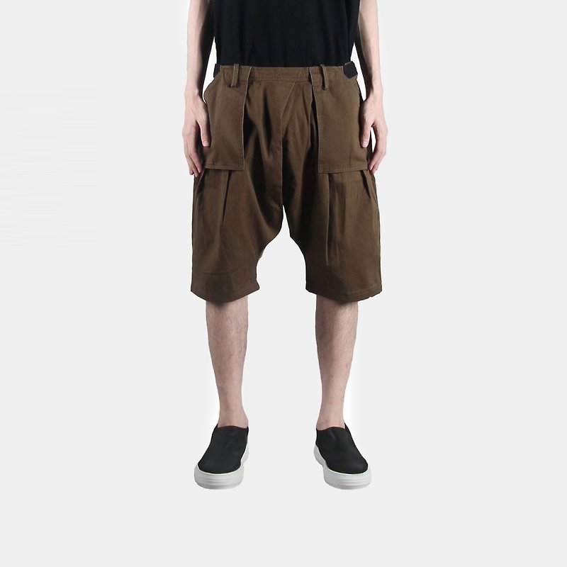 Multi-fold pocket slacks - กางเกงขายาว - ผ้าฝ้าย/ผ้าลินิน สีเขียว