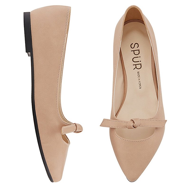 PRE-ORDER – SPUR Tie up flat MS7030 BEIGE - Mary Jane Shoes & Ballet Shoes - Faux Leather 