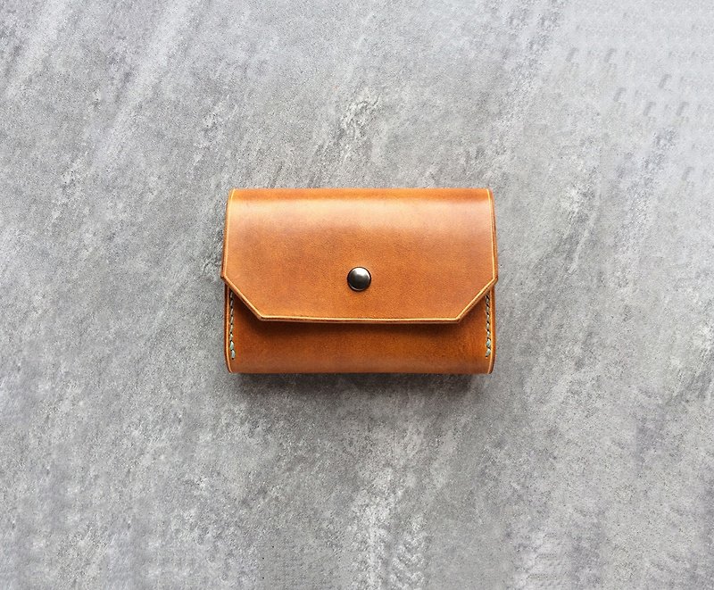 Leather Business card holder / tan leather card case / card holder - Card Holders & Cases - Genuine Leather Orange