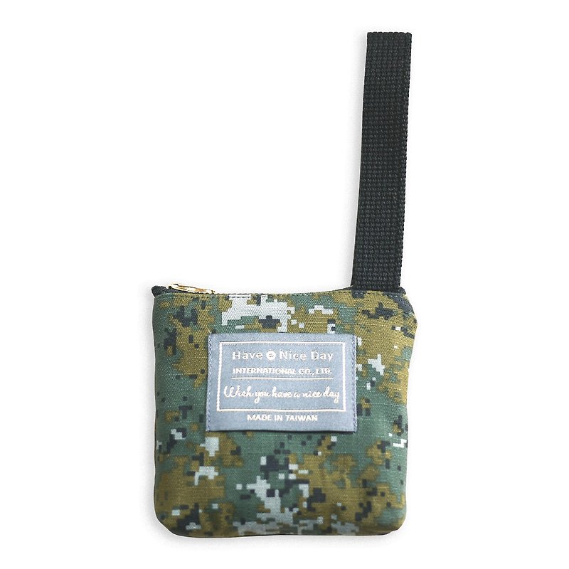 Have A Nice Day [take it away] Handle Key Coin Purse-Dark Green Jungle Camouflage - Coin Purses - Cotton & Hemp Green