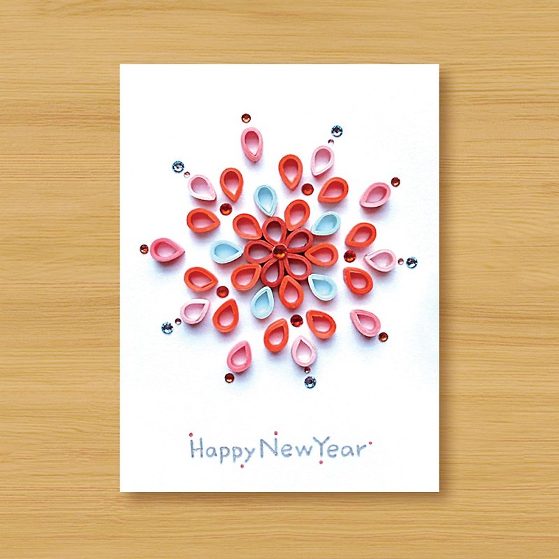 （3つのスタイルから選択）手作りのロール紙_新年を祝うための華麗な火花-年賀状 - カード・はがき - 紙 ピンク