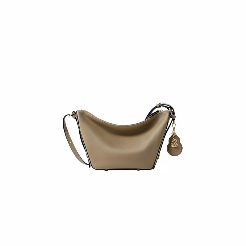 FULU Leather Hobo Bag - Handbags & Totes - Genuine Leather Khaki