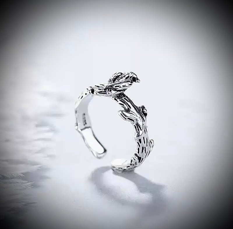 C&W s925 sterling silver vintage aged Thai Silver irregular branch eagle personalized design ring - General Rings - Sterling Silver Silver